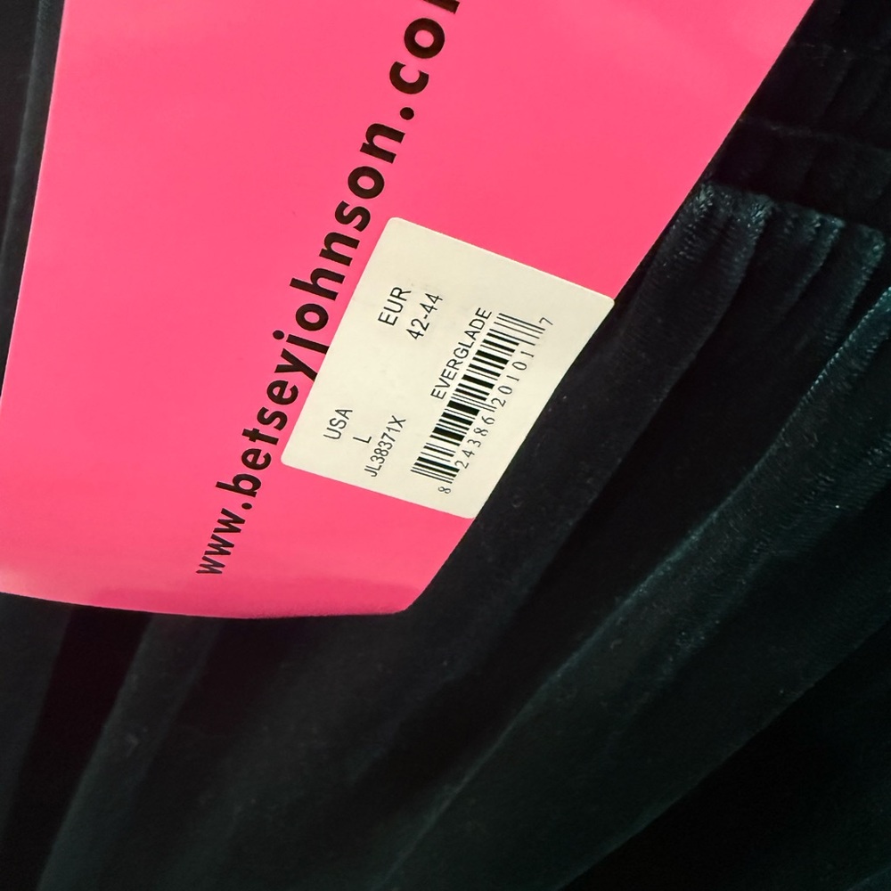 NWT Betsey Johnson Sweetheart Neck Emerald Green Velvet Sleeveless Midi Dress L - Picture 12 of 12